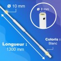 Tringle + Manivelle Blanche - Ø10mm - Longueur 1300mm