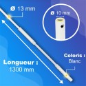 Tringle + Manivelle Blanche - Ø13mm - Longueur 1300mm - Alu