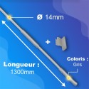 Tringle + Manivelle Gris - Ø14mm - Longueur 1300mm
