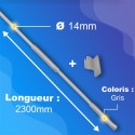Tringle + Manivelle Gris - Ø14mm - Longueur 2300mm