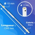 Tringle + Manivelle Blanche - Ø15mm - Longueur 1300mm