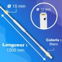 Tringle + Manivelle Blanche - Ø15mm - Longueur 1500mm