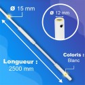 Tringle + Manivelle Blanche - Ø15mm - Longueur 2500mm