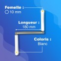 Manivelle acier pour tringle hexa Ø10mm - bras de 180 mm chromé - poignée blanche