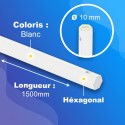 Tringle acier plein gainé PVC - Blanc - Hexa 10mm - Longueur 1500mm