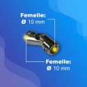 Genouillère acier - Sortie A: Ø10mm - Sortie B: Ø10mm