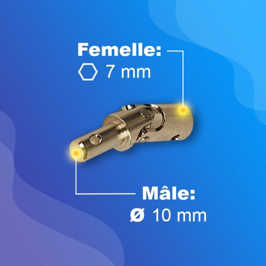 Genouillère acier - hexa 7mm - mâle Ø10mm