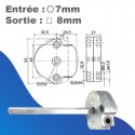 Treuil Geiger - sans fin de course - Entrée hexa 7mm - Sortie carré 8 mm - rapport 1/6 avec tige