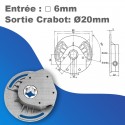 Treuil Geiger à vis Noir - Sans fin de course - Entrée carré 6mm - Rapport 1/8