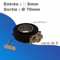 Treuil coulissant pour axe Ø 70 mm - rapport 6/1 - Entrée Carré 8mm