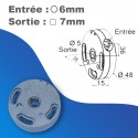 Treuil SIMU 1415 Ø48mm - Sans fin de course - Entrée hexa 6mm - Sortie carré 7mm