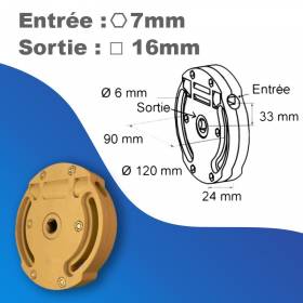 Treuil 1415 - Diam. 48 - Entrée 6p7 Sortie carré 7 mm SFC (1/2,8)