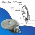 Couple conique ZF n°1 - entrée hexa 7mm - sortie crabot Ø16mm - Couronne Ø125mm