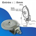 Couple conique ZF n°1 - entrée carré 8mm - sortie crabot Ø16mm - Couronne Ø125mm