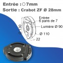 Treuil ZF Rapport 1/7 - Avec fin de course - Entrée hexa 7mm - sortie crabot Ø28mm
