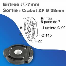 Treuil Volet Roulant Manuel technivis 6 pans de 7 mm crabot ZF