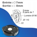 Treuil ZF à vis - Rapport 1/7 - Sans FdC - Entrée hexa 7mm - sortie carré 8mm