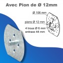 Plaque adaptation ZF - refoulement réduit avec pion Ø 12