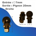 Renvoi de mouvement pour treuil GR - droite à 9° - Entrée hexa 7mm