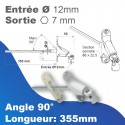 Double cardan à 90° - blanc - Entrée tringle Ø12 mm - Sortie treuil: hexa 7mm - Longueur 355mm