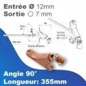 Double cardan à 90° - Entrée tringle Ø12 mm - Sortie treuil : hexa 7mm - marron clair