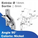 Double cardan avec bâti étroit - Entrée tringle Ø14 mm - Sortie treuil: carré 8mm inox