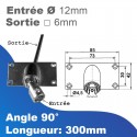 Double cardan à 90° - Entrée tringle Ø12 mm - Sortie treuil: carré 6mm