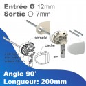 Renvoi en façade - Entrée tringle Ø12 mm - Sortie treuil: hexa 7mm - modèle droit