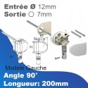 Renvoi en façade - Entrée tringle Ø12 mm - Sortie treuil: hexa 7mm - modèle gauche
