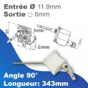 Renvoi en façade - Entrée tringle mâle 11.9mm - Sortie treuil: carré 6mm - modèle droit