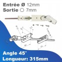 Genouillère à 45° - Entrée tringle Ø12 mm - Sortie treuil: hexa 7mm - Blanc
