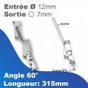 Genouillère à 60° - Entrée tringle Ø12 mm - Sortie treuil: hexa 7mm - Blanc