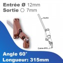 Genouillère à 60° - Entrée tringle Ø12 mm - Sortie treuil: hexa 7mm coloris marron clair