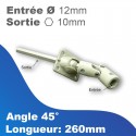 Sortie de caisson - Entrée tringle Ø12mm - Sortie treuil: hexa 10mm - Blanc - Longueur 260mm
