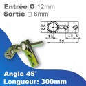 Sortie de caisson 2 trous zamac-acier - Entrée tringle Ø12mm - Sortie treuil: carré 6mm