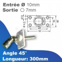 Sortie de caisson PVC-acier - Entrée tringle Ø10mm - Sortie treuil: hexa 7mm