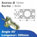 Sortie de caisson zamac-acier - Entrée tringle Ø12mm - Sortie treuil: carré 6mm