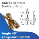 Sortie de caisson zamac-acier - Entrée tringle Ø12mm - Sortie treuil: carré 8mm