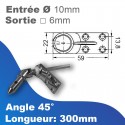 Sortie de caisson platine 4 trous 59x22 - Entrée tringle mâle Ø10mm - Sortie treuil: carré 6mm
