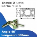 Sortie de caisson platine 4 trous 45x27 - Entrée tringle mâle Ø12mm - Sortie treuil: carré 6mm