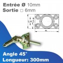 Sortie de caisson PVC-acier - Entrée tringle mâle Ø10mm - Sortie treuil: carré 6mm