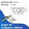 Sortie de caisson PVC-acier - Entrée tringle mâle Ø12mm - Sortie treuil: carré 6mm