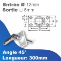 Sortie de caisson - Entrée tringle mâle Ø12mm - Sortie treuil: carré 6mm - platine PVC 4 trous 52x26