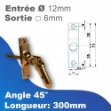 Sortie de caisson - Entrée tringle mâle Ø12mm - Sortie treuil: carré 6mm - platine 2 trous 73 x 17 mm