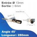 Sortie de caisson acier - blanc - Entrée tringle Ø13mm - Sortie treuil: carré 6mm
