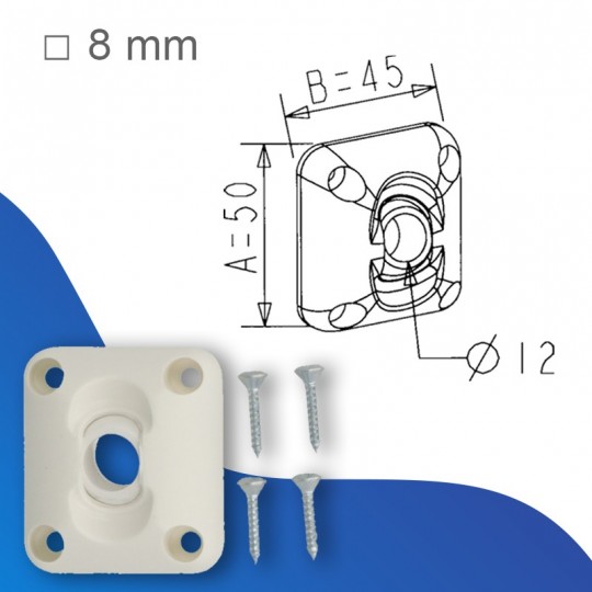 Guide à rotule - Sortie carré 8mm - emballé - blanc