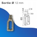 Manchon à boucle - Sortie A: boucle 10mm - Sortie B mâle Ø12mm