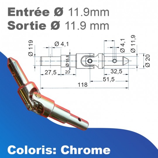 Genouillère Geiger - Sortie A: mâle Ø11.9 mm - Sortie B:...