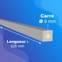 Carré de 6mm - Longueur 526mm
