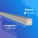 Carré de 6mm - Longueur 1000mm